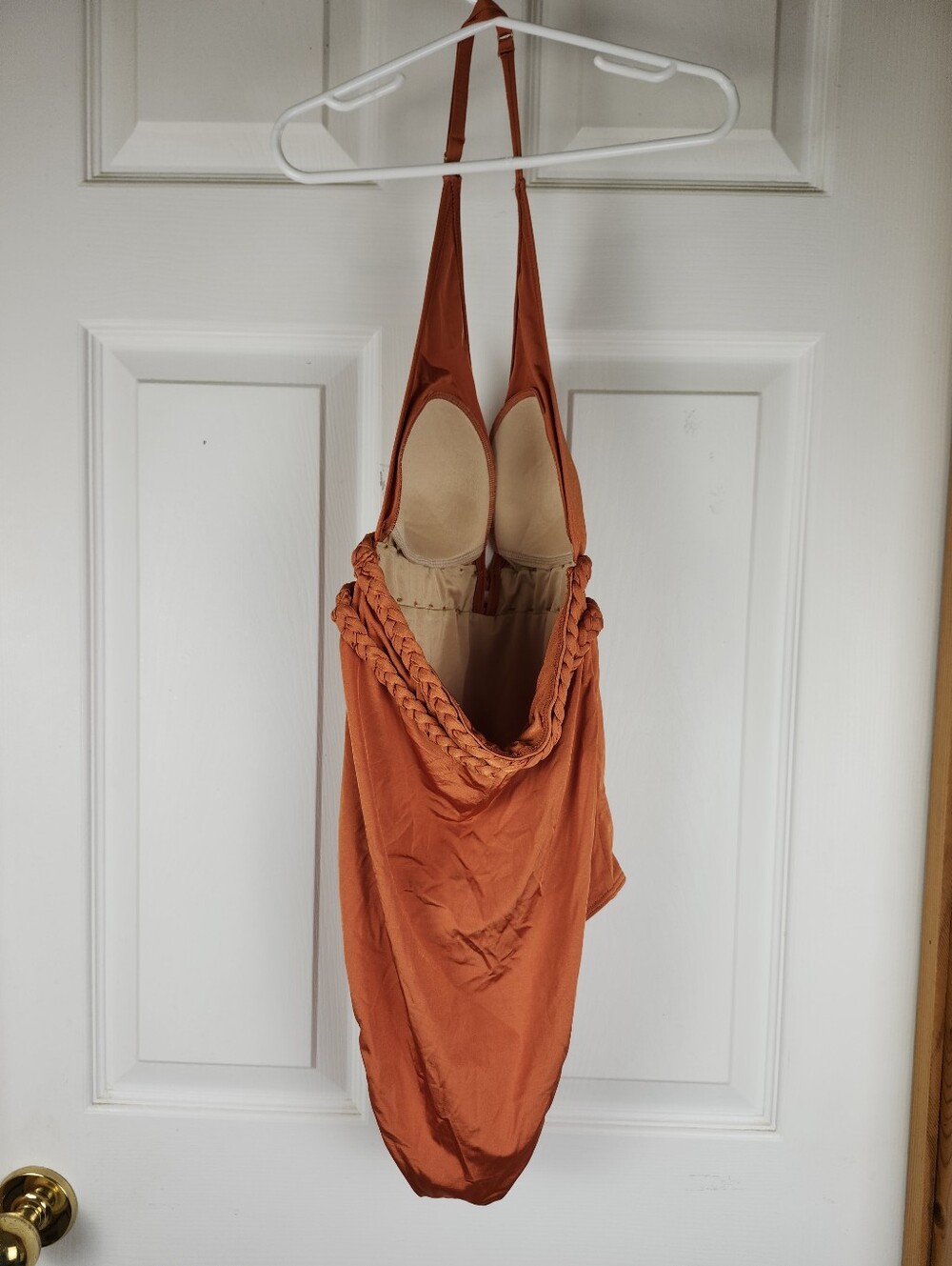 Summersalt Women The Braided Halter Plunge One Piece Swim Canyon Bron Orange 4 - Picture 6 of 15